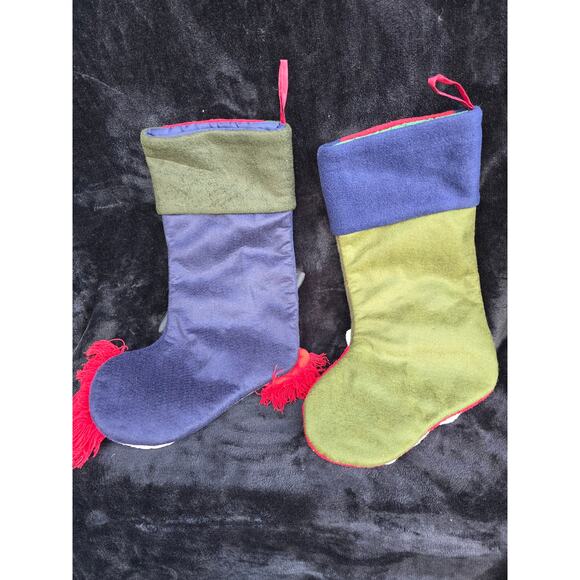 Vintage-Style Felt Christmas Stockings Santa Snowman 2pc Set - Picture 2 of 3